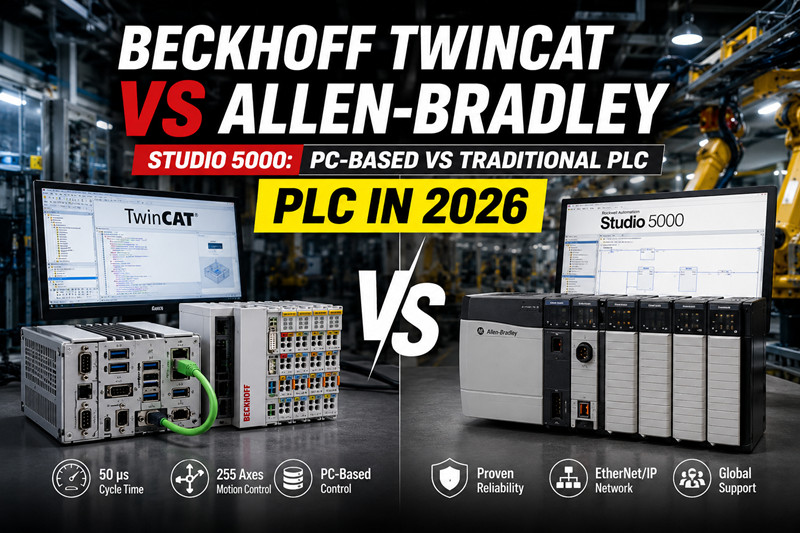 Beckhoff TwinCAT vs Allen-Bradley Studio 5000: PLC baseado em PC vs PLC tradicional em 2026