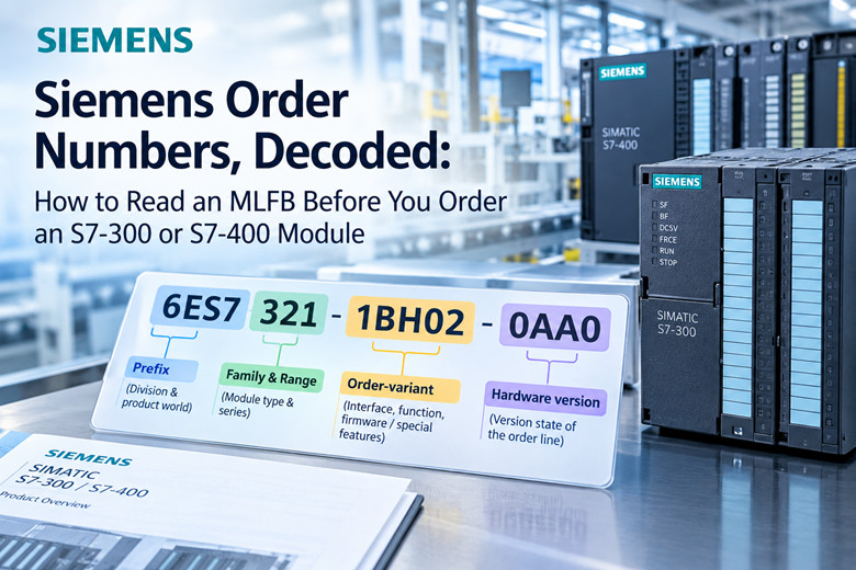 Números de encomenda da Siemens, decodificados: como ler um MLFB antes de encomendar um módulo S7-300 ou S7-400.